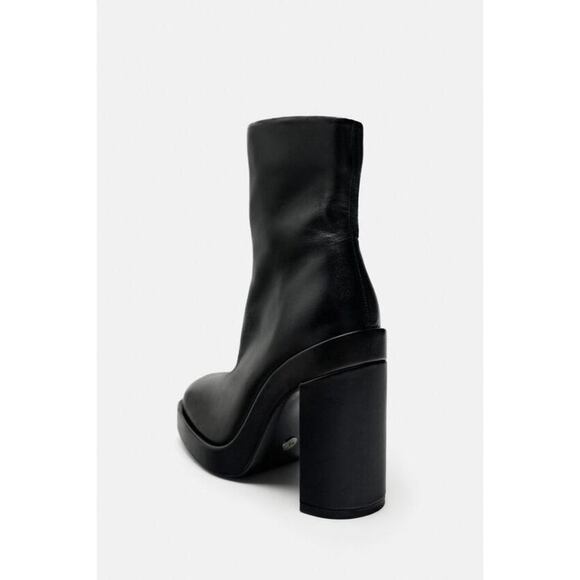 🖤 PLATFORM LEATHER HEELED ANKLE BOOTS - Picture 5 of 6